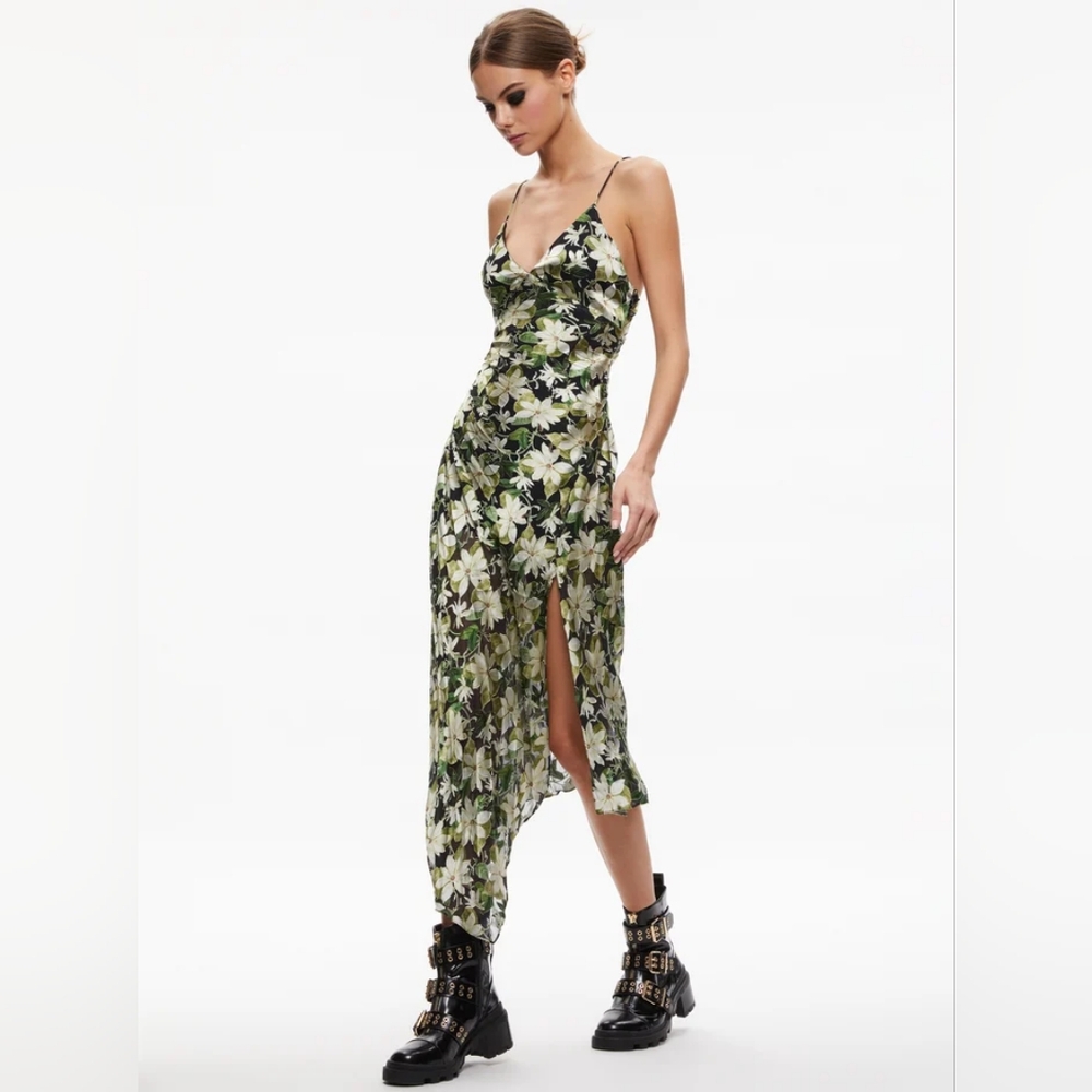 Alice & Olivia Shawna Asymmetrical Slip Dress, size 4, NWT